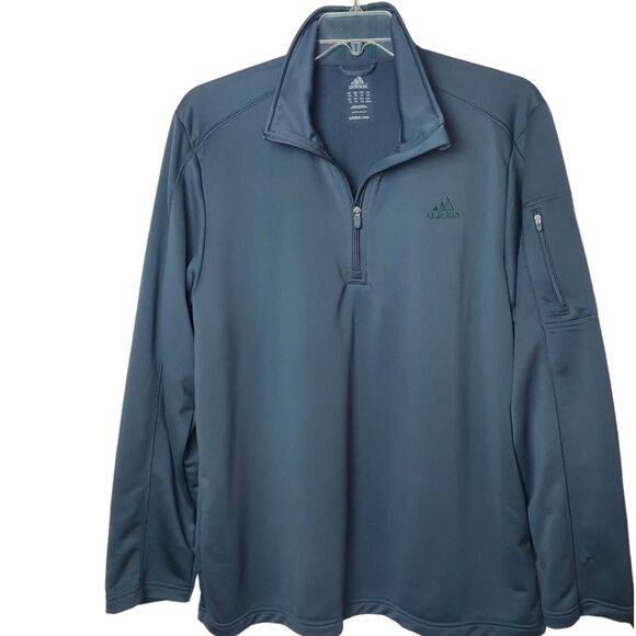 Adidas Sweatshirt Sweater Mens 2XL Athleticwear 1/4 Zip Pullover Gray Green - Picture 2 of 11